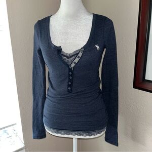 Vintage Y2K Abercrombie & Fitch 2000s Long Sleeve Thermal Henley Top